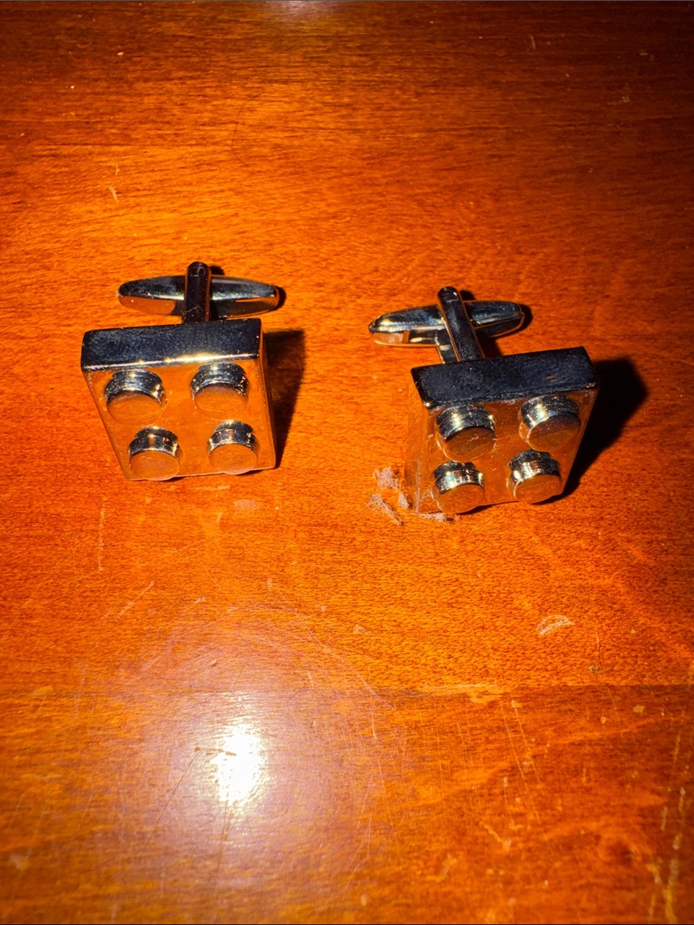 Silver Lego Stud Cufflinks - Men Accessories